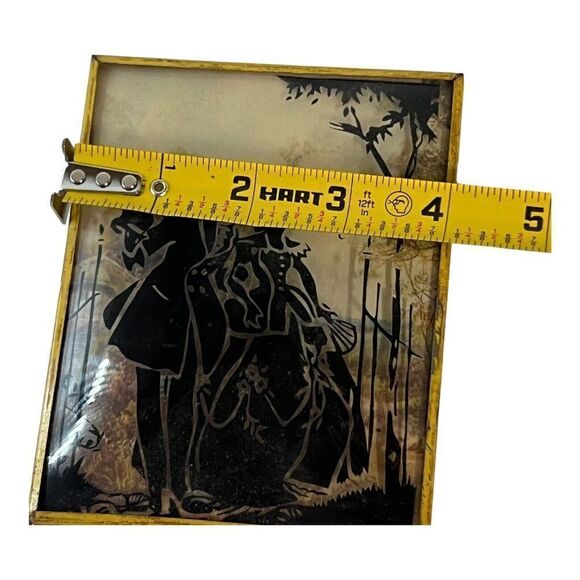 Vintage Print Background Courting Couple Silhouette Picture Convex Glass READ - Picture 5 of 6